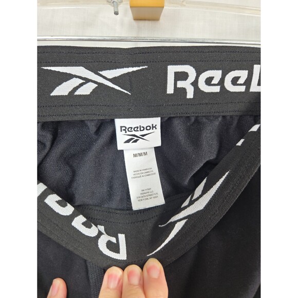 Reebok Black Jogger Sweatpants Zipper Pockets Men Medium Cotton Blend Drawstring - Picture 4 of 8